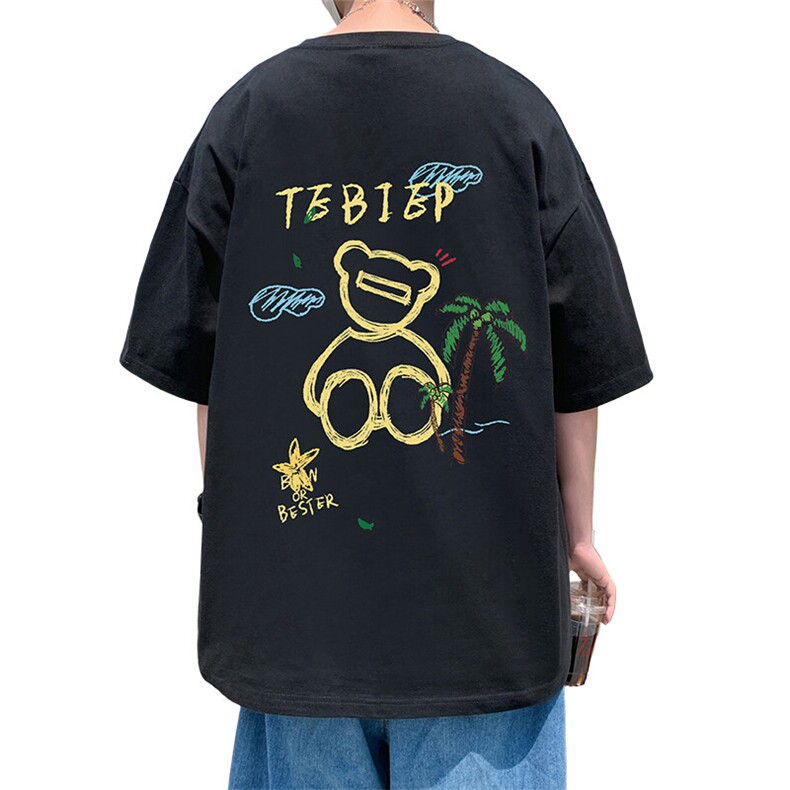 T533大码宽松纯棉运动圆领体恤衫oversize短袖T恤男重磅T,男装T恤,星座304A-1