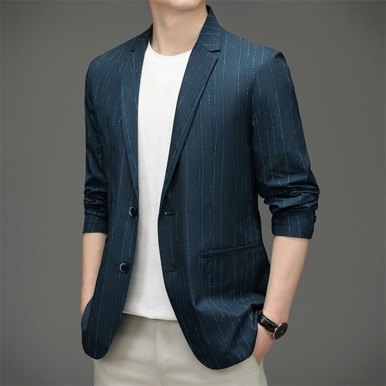 上衣单排扣2023年翻领口袋长袖春季中老年时尚西服SL8212,男装西服,钱塘6003（原4033）
