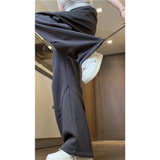 港风春季新款褶皱拼接休闲裤宽松直筒卫裤B315-K24028-p55控78，男装休闲裤，电商B315
