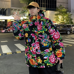 MY206东北大花连帽加厚保暖防寒棉衣外套风特色棉服情侣花衣