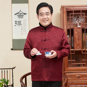 风唐装中老年可脱卸内胆休闲长袖爸爸装白鸭羽绒服TF818-235图片