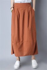 简约百搭棉麻纯色文艺半身裙2025年夏季潮流舒适，女装半身裙，风姿绰