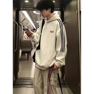 秋冬新款港风情侣连帽卫衣外套男生痞帅高街上衣服 WY39图片