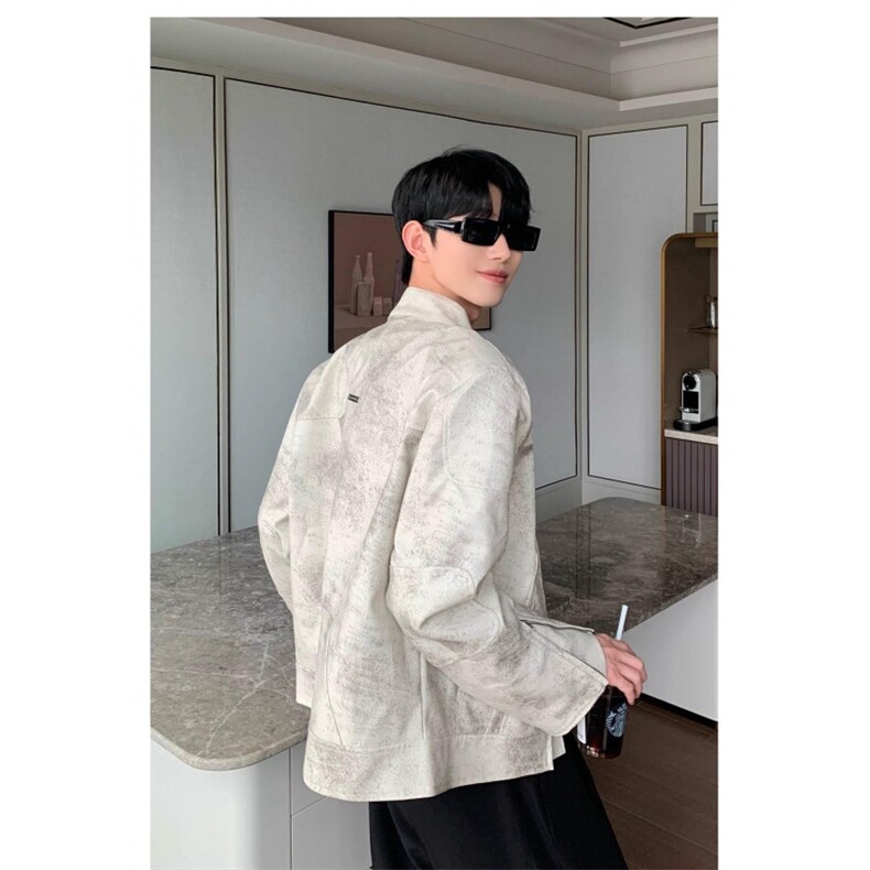 网络图现货立领皮衣秋短款垫肩夹克宽松飞行外套RY158-P98,男装夹克,星座1005-6