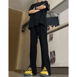现货 24春夏黄泥开叉毛边宽松牛仔裤设计感微喇休闲裤男K5803-P55图片