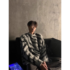 不规则斑马条纹毛衣韩系欧巴复古潮ins针织衫MY26特P48，男装针织衫/毛衣，星座908-1