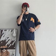 万针全刺绣工艺抖音得物高品质260克重磅纯棉双纱美式高街短袖T恤，男装T恤，电商A486-1