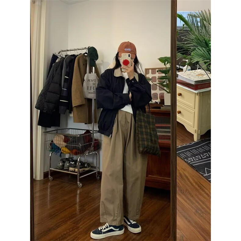 W10461-P73自家图现货百搭美式复古羊羔毛领工装外套夹克潮流,男装夹克,星座1608