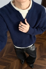 冬季保暖毛衣男假两件潮流针织衫落肩套头上衣MY132-特P48控88，男装针织衫/毛衣，电商A001