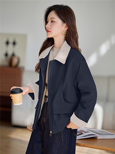 时尚撞色翻领加绒派克服外套女2025秋冬新款宽松显瘦休闲百搭棉服图片