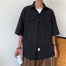 C3070/P35新款男士冰丝工装多口袋短袖衬衣男韩版潮大码外套衬衫，男装衬衫，电商A141