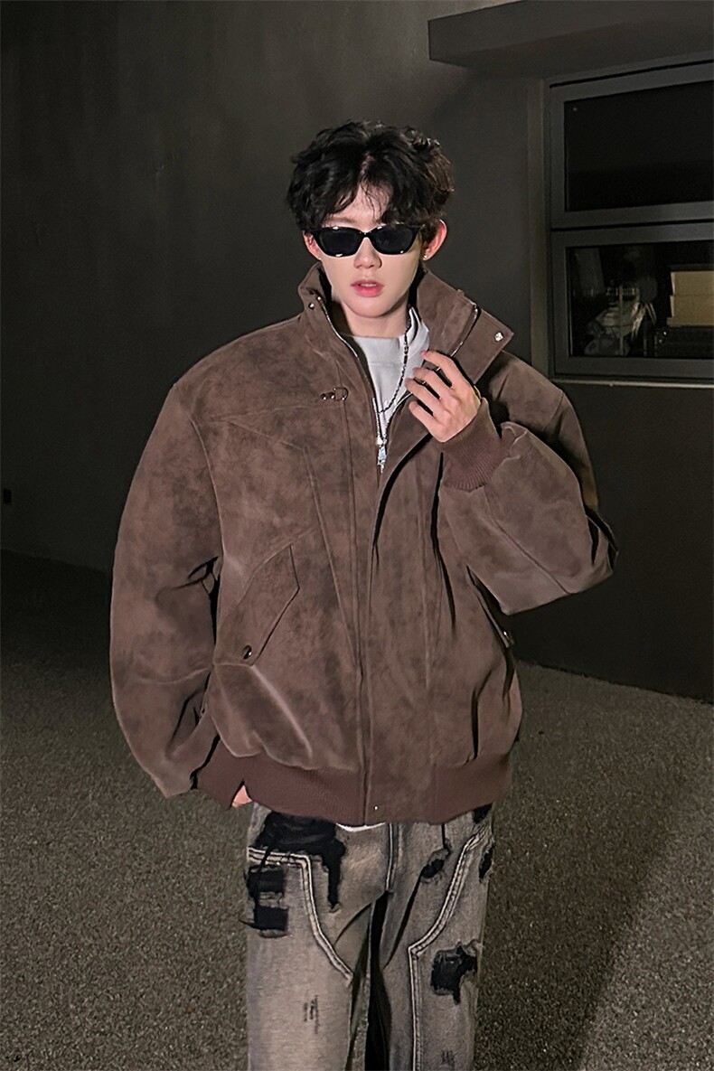 405A美式复古飞机扣设计皮衣短款棉服MY25812-特批100控178，男装皮衣，星座405A