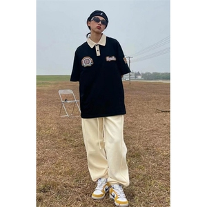 WE1703-P21 日系复古简约刺绣短袖POLO衫男潮牌街头图片