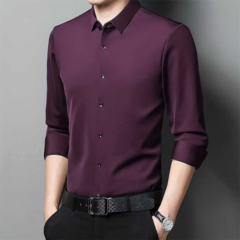 2026春秋新款中年爸爸装加绒加厚本命年结婚宴礼服免烫长袖衬衫男,男装衬衫,电商B212（原钱塘6029）