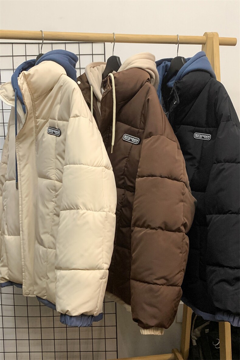 1506/2301/P75字母假两件冬季加厚连帽大码男女面包3,男装卫衣,星座1506