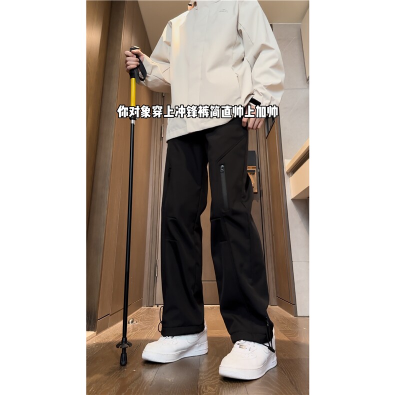 冬季机能褶皱拉链防水冲锋裤K23555-p50控68加绒K23555JR-p60控78,男装休闲裤,电商B315