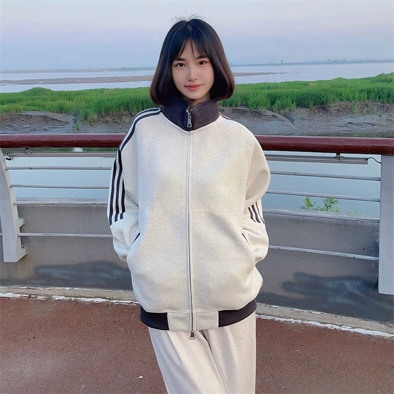 抖音得物高品质美式高街重磅结构设计拼接织带立领卫衣外套CM42,男装卫衣,电商A486