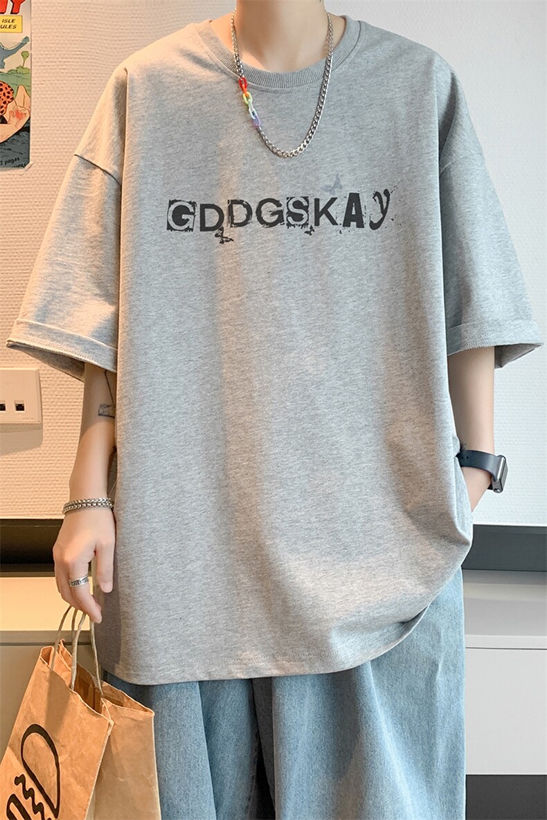 已注册/夏季内景纯棉宽松圆领短袖T恤男潮复古百搭体恤DT9671/P25,男装T恤,电商B316