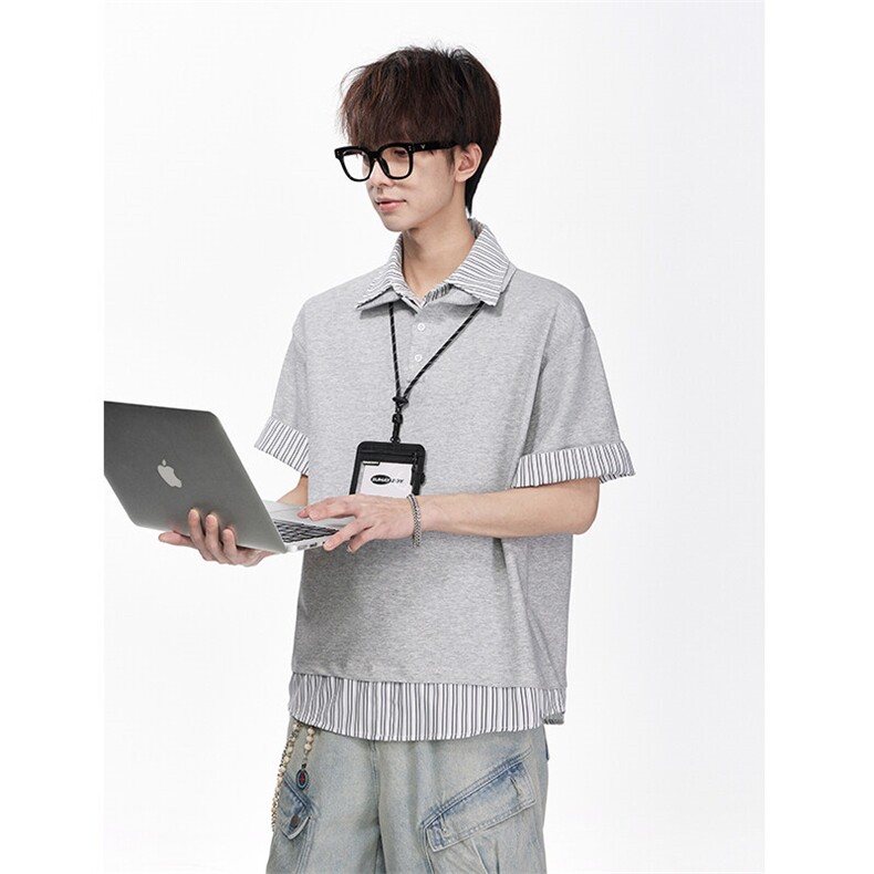 polo衫衬衫领假两件短袖t恤xh117-特p50,男装Polo衫,电商B367