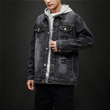 jk821-p85M-5XL黑墙ins牛仔夹克绣花破洞大码男日系CITYBOY，男装夹克，星座103A