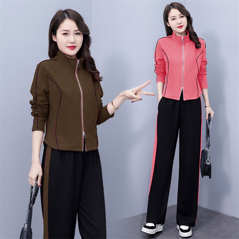 休闲运动服套装女2025春秋新款韩版时尚洋气开衫显瘦卫衣两件套潮,女装套装/套裙,凝聚力