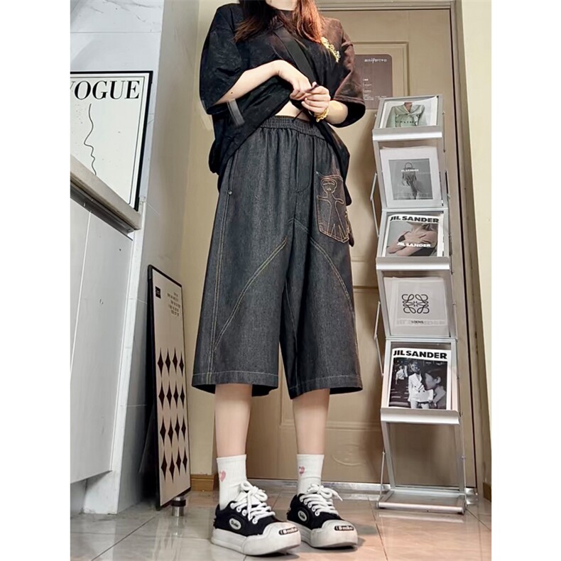 夏季新款电脑刺绣高品质水洗牛仔裤潮牌美式七分裤2557特批43,男装牛仔裤,电商C305A