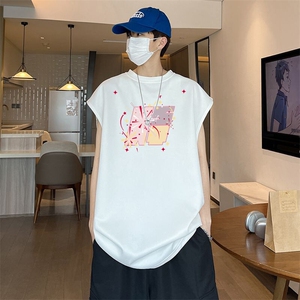 可设48小时发货支持抖音得物来样二开240克重磅美式麂皮绒背心t恤图片