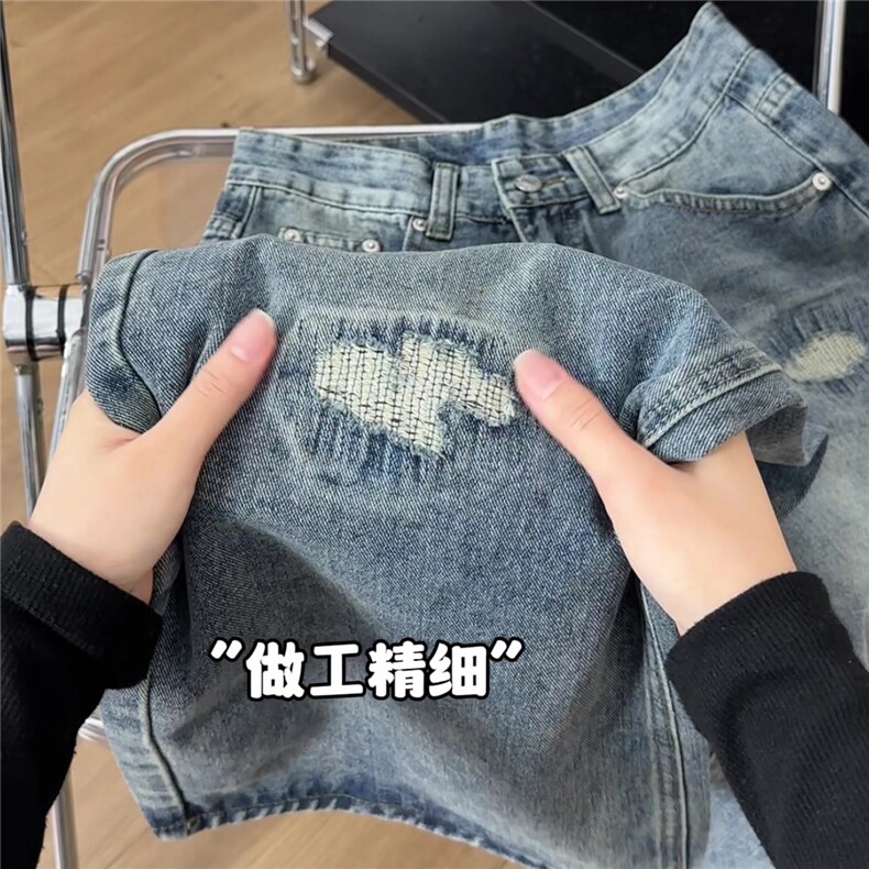 xz905-Z031#P65美式高街宽松阔腿牛仔裤,男装牛仔裤,星座905