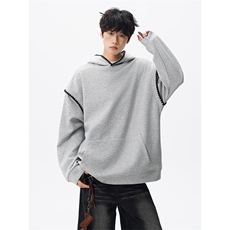 WY10155-特P48控88新款连帽贝壳绣花麦穗提花大码男宽松情侣卫衣，男装卫衣，电商A059