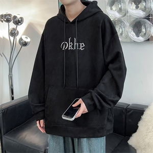 M-6XL 380克大码 秋季新款连帽麂皮绒刺绣套头卫109-W02042-P58图片