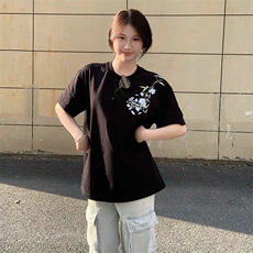 万针全刺绣解构设计260克重磅双纱纯棉高品质美式高街短袖T恤特35，男装T恤，电商A486