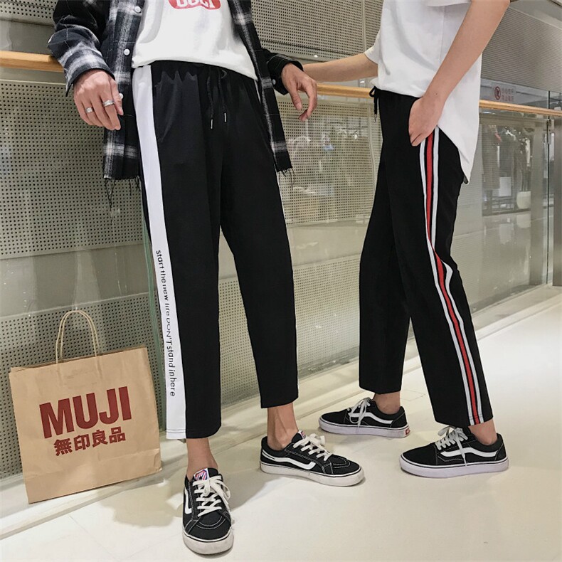 夏休闲裤ins火的女士运动裤子情侣宽松九分裤QL613614/P40女类,女装连体裤,星座1506-1