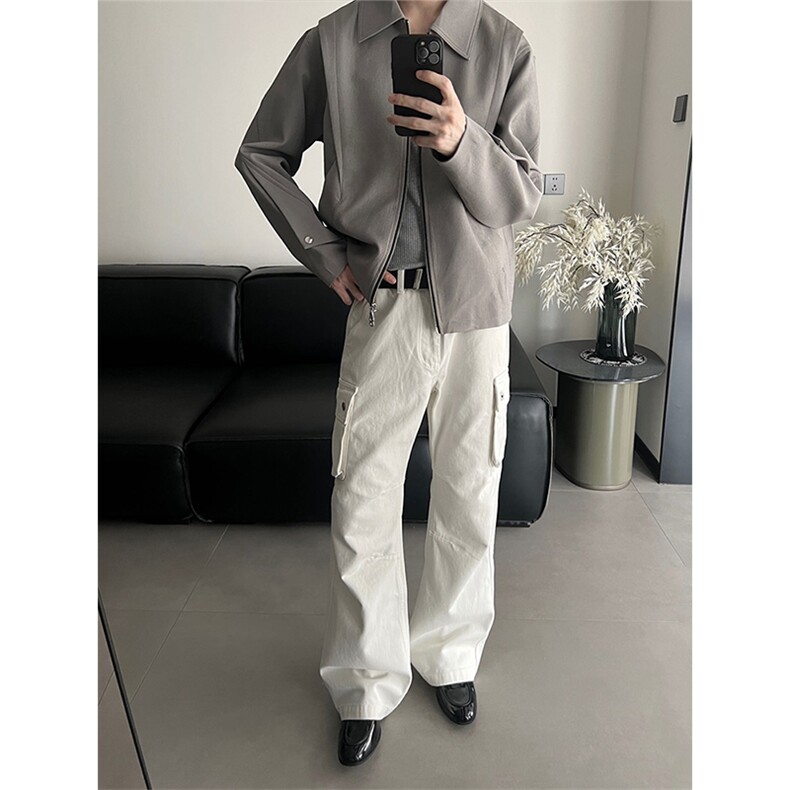 网图慎用秋季美式大口袋工装裤男宽松微喇裤K24056-特P40控78,男装工装外套,电商A001