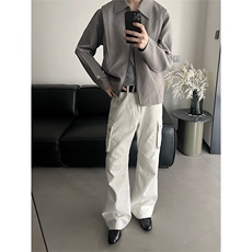 网图慎用秋季美式大口袋工装裤男宽松微喇裤K24056-特P40控78，男装工装外套，电商A001