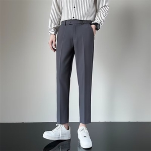 西裤九分修身商务正装休闲男裤春夏季小脚垂感西装长裤子 CK2图片
