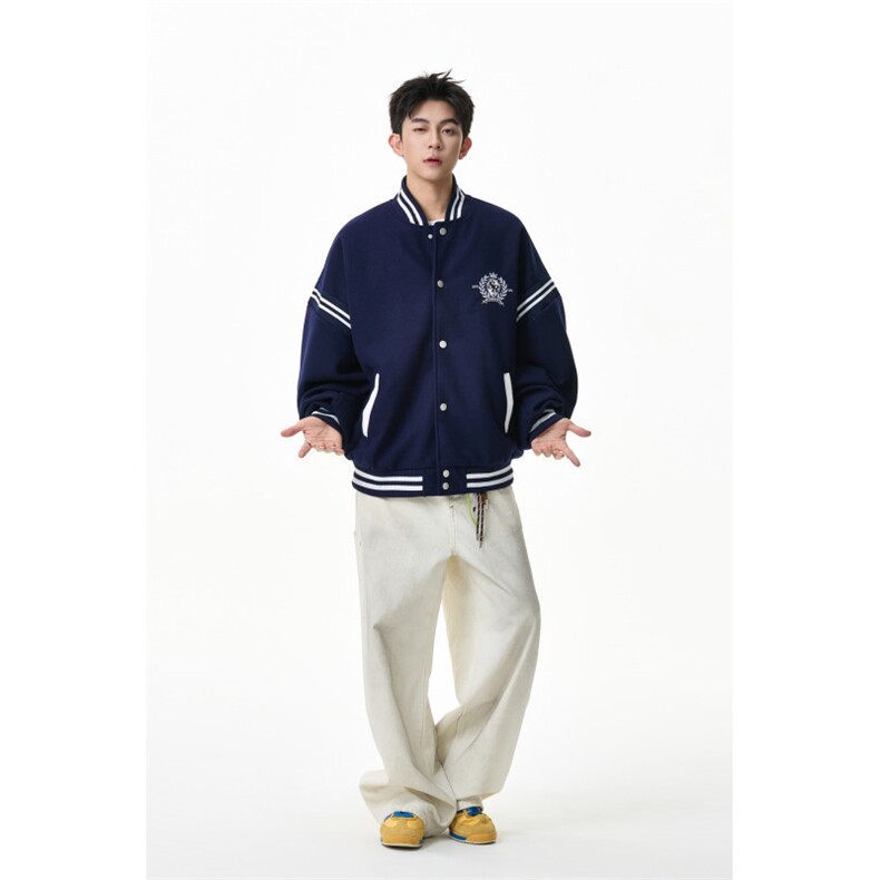 美式学院风条纹拼接勋章刺绣棒球服外套WT2535-P90-控158,女装短外套,星座609