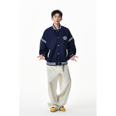 美式学院风条纹拼接勋章刺绣棒球服外套WT2535-P90-控158，女装短外套，星座609