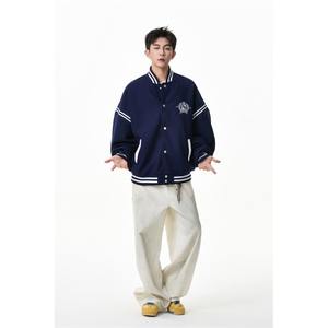 美式学院风条纹拼接勋章刺绣棒球服外套  WT2535-P90-控158图片