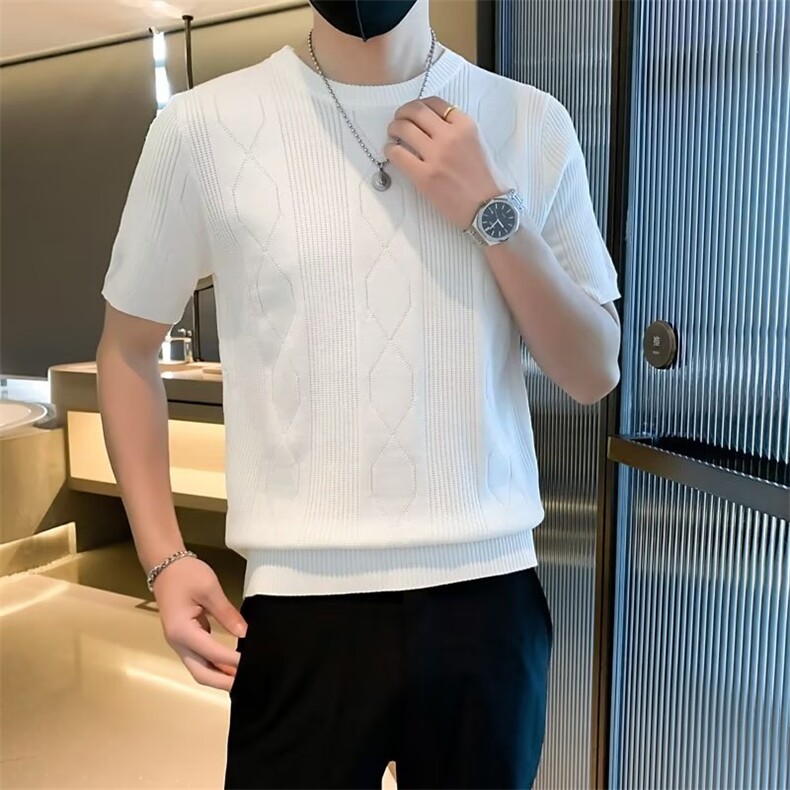 2023春夏季新款男休闲圆领短袖T恤LM816P36图片