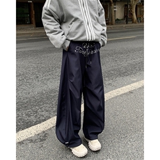 休闲阔腿裤男女韩版潮流高街帅百搭字母2025春季ins长裤K6048-P43，男装休闲裤，星座412-3