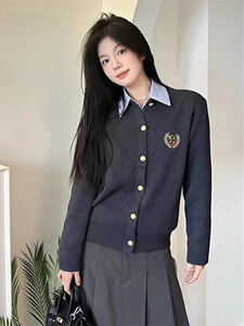 新款针织开衫定制LOGO美容师工作服毛衣外套舞蹈老师园服工装刺绣图片