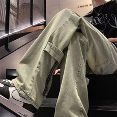 美式高街牛仔裤男小众设计感hiphop水洗复古宽松直筒裤N3066-p43，男装牛仔裤，星座1008