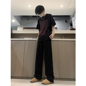 现货 秋冬高街直筒阔腿牛仔裤宽松百搭暗扣休闲裤男 K616-P50图片