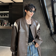 韩版潮流帅气皮衣男青年机车服皮夹克宽松外套A071-P02-P108，男装夹克，电商A071