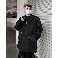 现货！新24新满天星设计感闪闪亮垫肩西装XZ48-P128，男装西服套装，电商B288