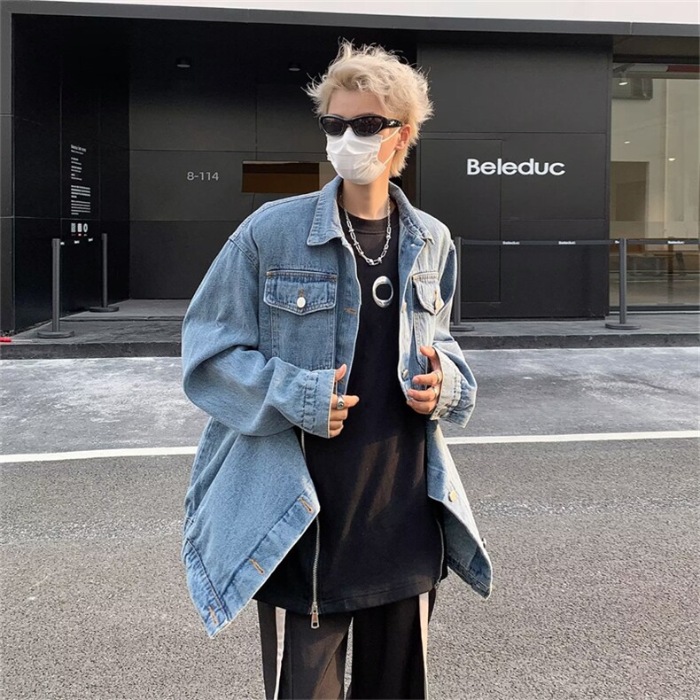 F115-P68 春季高级感宽松夹克上衣美式高街潮牌水洗牛仔外套男款图片