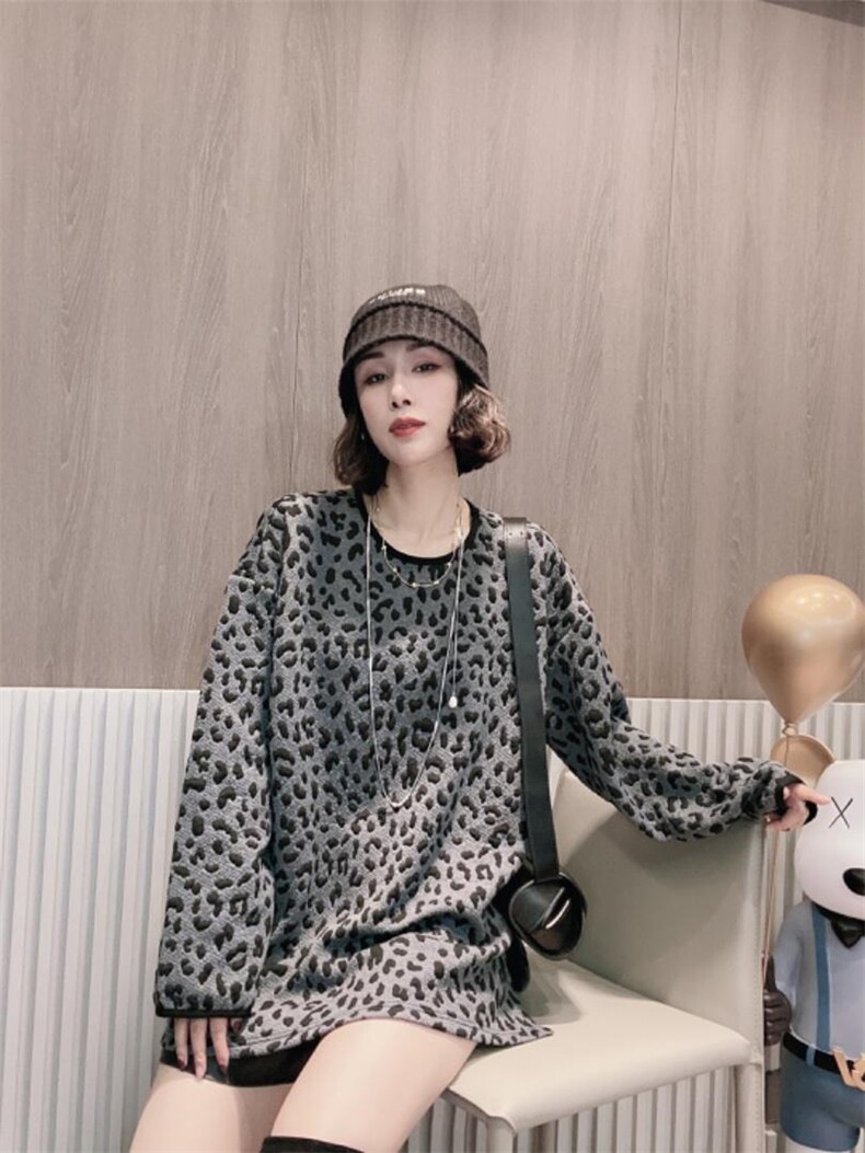 豹纹卫衣ＭL，女装卫衣/绒衫，可纳奇