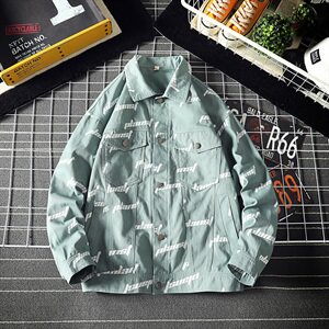 2021春秋季新日系男大码字母印花潮流休闲运动夹克外套J977-P75图片