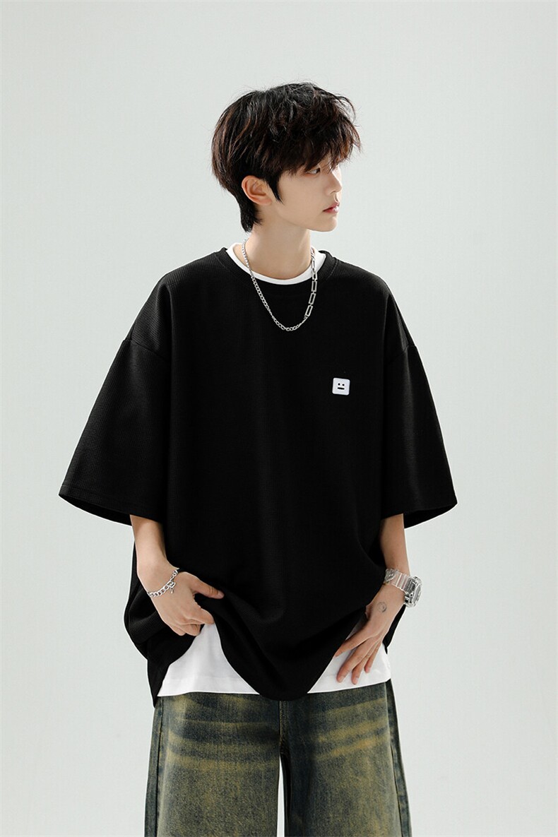 8XL-M重磅！特大码T潮牌上衣男中性华夫格短袖T恤DX304P25控39,男装T恤,电商D206-1