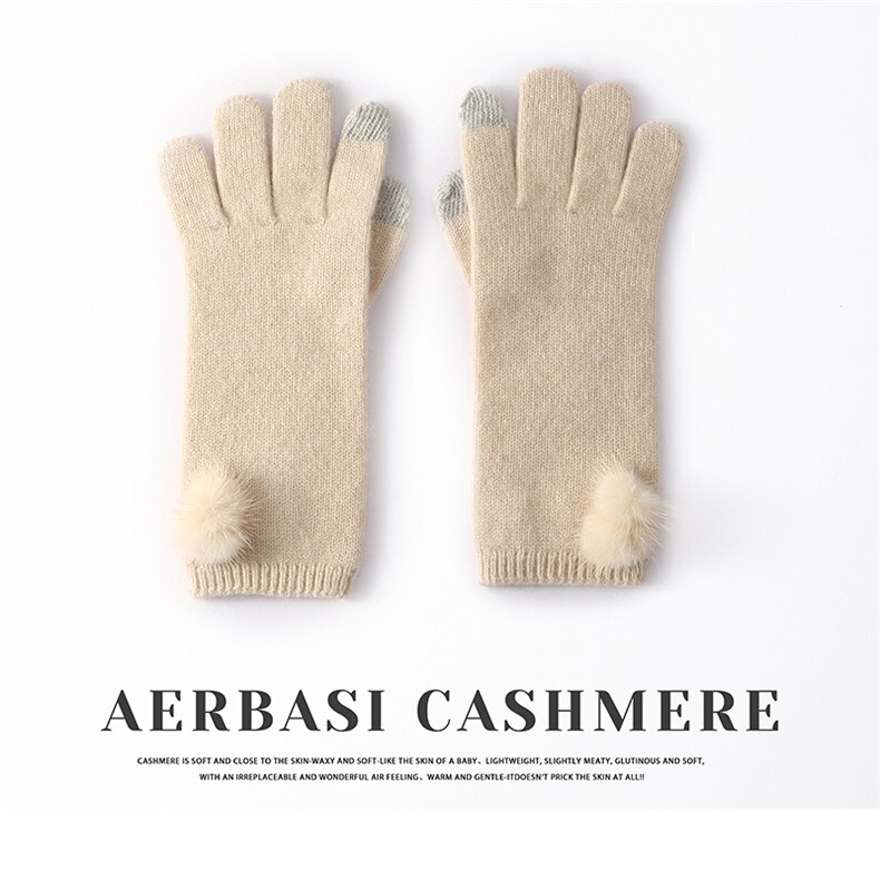 秋冬新款35%羊绒七针双股加厚可触摸电容屏手套，手套，蒙娇羊绒